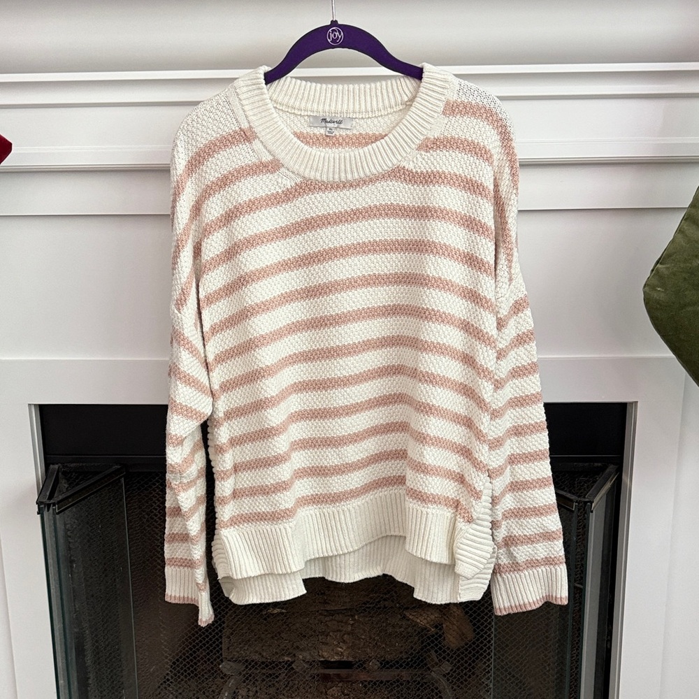 Madewell Cream and Pink/Beige Striped Sweater- XL. Excellent Condition